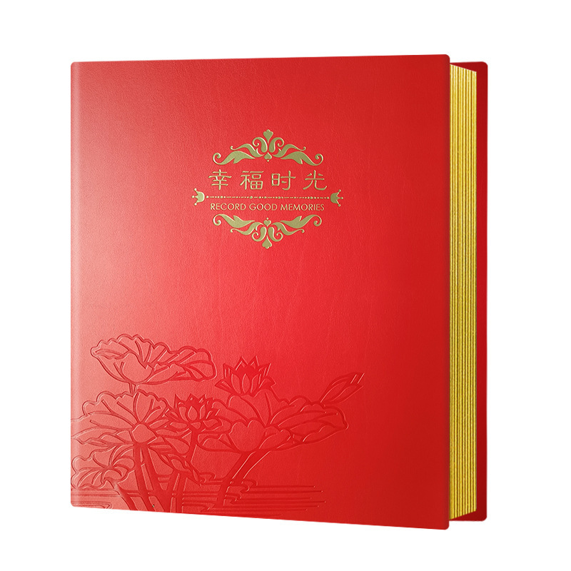 Leather family memorial albums to create a cover-covered internal sticky page A4 self-adhesive albums