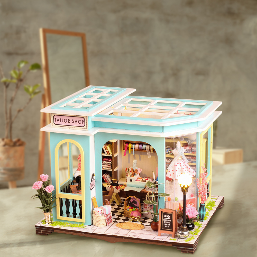 Wholesale of cross-border small-down house birthday gift handmade tailor shop diy building model toys