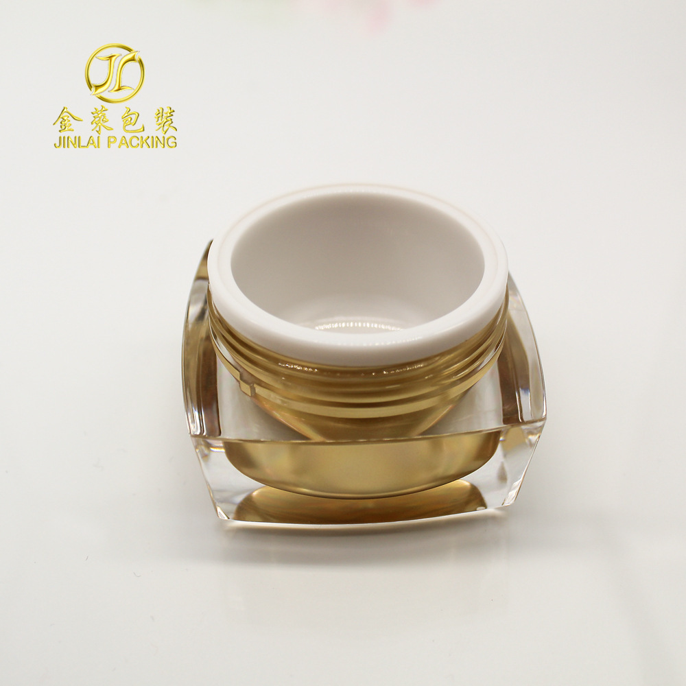 30g 50g亞金色高檔亞克力膏霜瓶 四方形雙層塑料面霜瓶護膚品包材