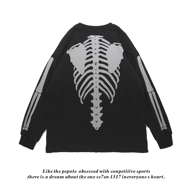 2023 High Street, hip-hop Overseasize dead bones, long-sleeve T-shirt men and women.