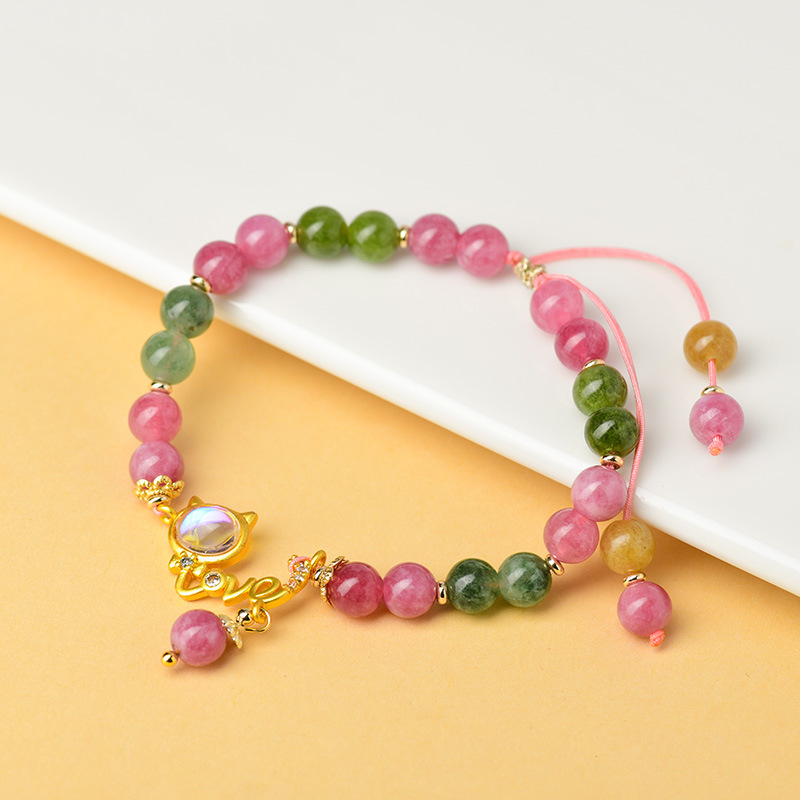 Wholesale natural crystal-colored marrow bracelets Love cat-coloured candy-colored fashion women's band