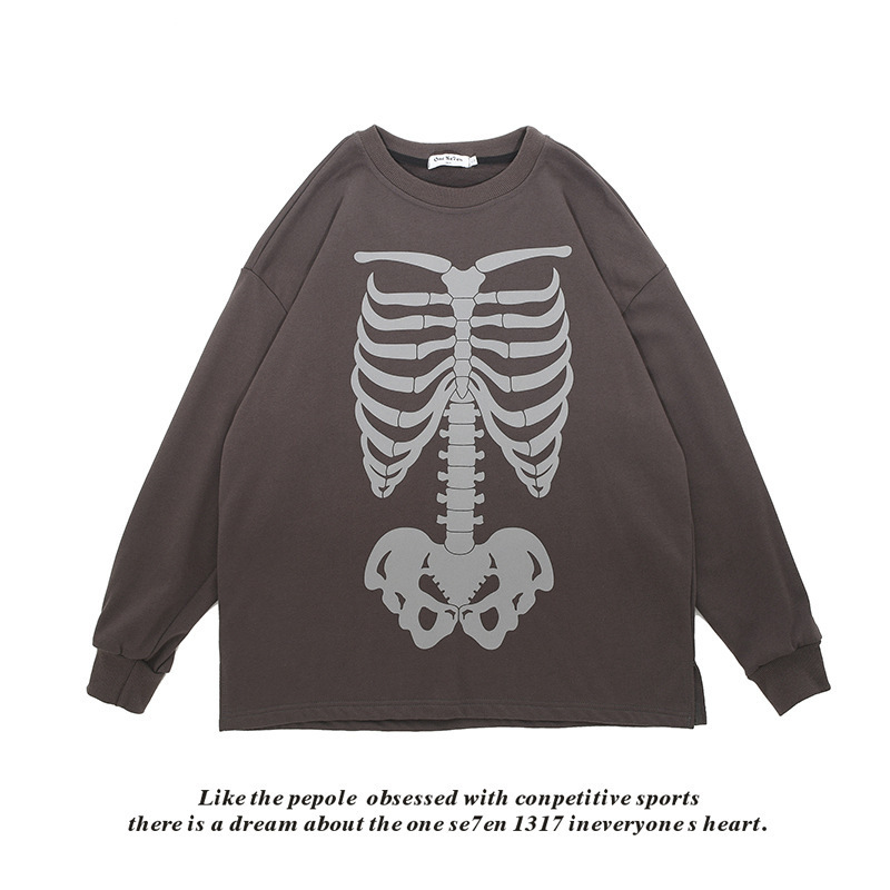 2023 High Street, hip-hop Overseasize dead bones, long-sleeve T-shirt men and women.