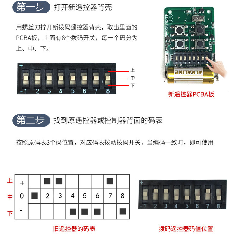 Export cross-border electric garage door, 433 frequency dial-in real metal dial-in remote-wire remote control