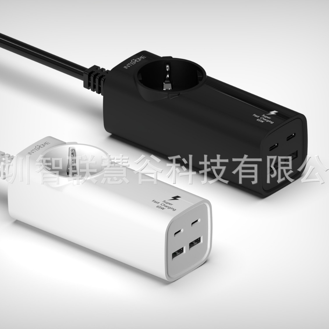 PDQC氮化鎵2A2C快充充電器桌面排插65W