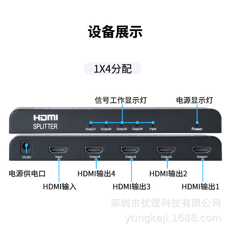 4 HDMI Spliter 1 x 4 to 4 projectors