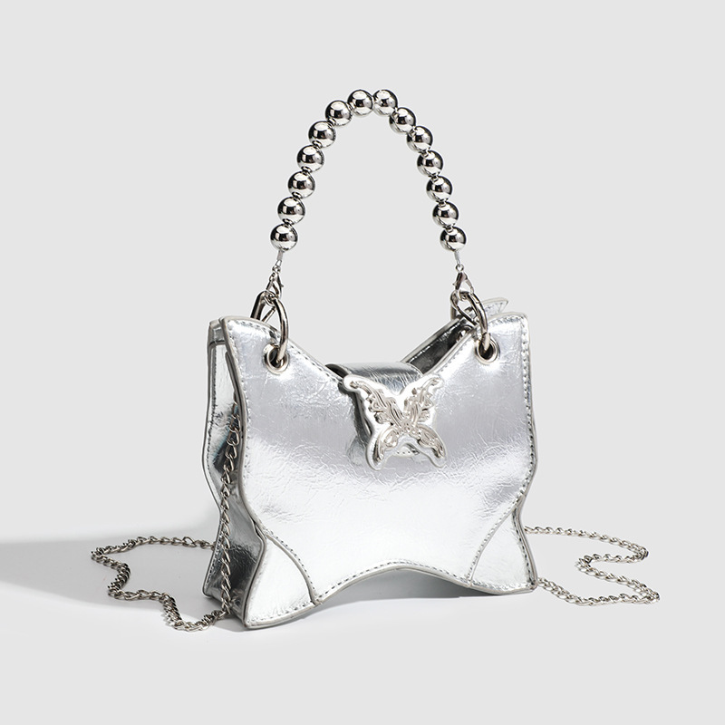 The original design of a new 2024, an advanced jubilee girl, Y2K butterflies, one-shoulder-slashed minibag.