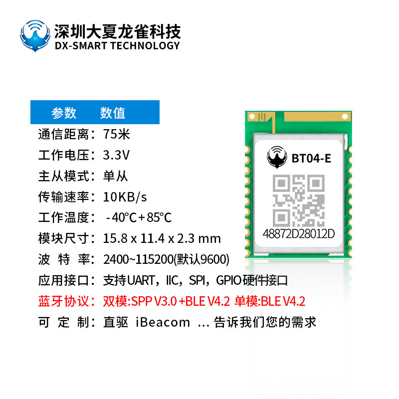 BT08-E Low-cost Small Size Wireless Port Passing Bluetooth Model Group SPP3.0+BLE4.2 Bluetooth Module