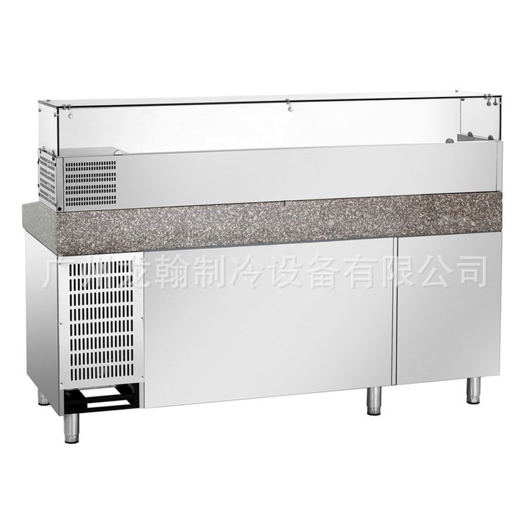 Tiệm làm lạnh thép không gỉ mở một món pizza salad để làm tủ trưng bày nước lạnh
