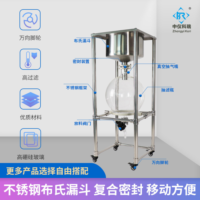 Vacuum filter stainless steel solid separation laboratory filter ZF series negative pressure separation filter stand-by