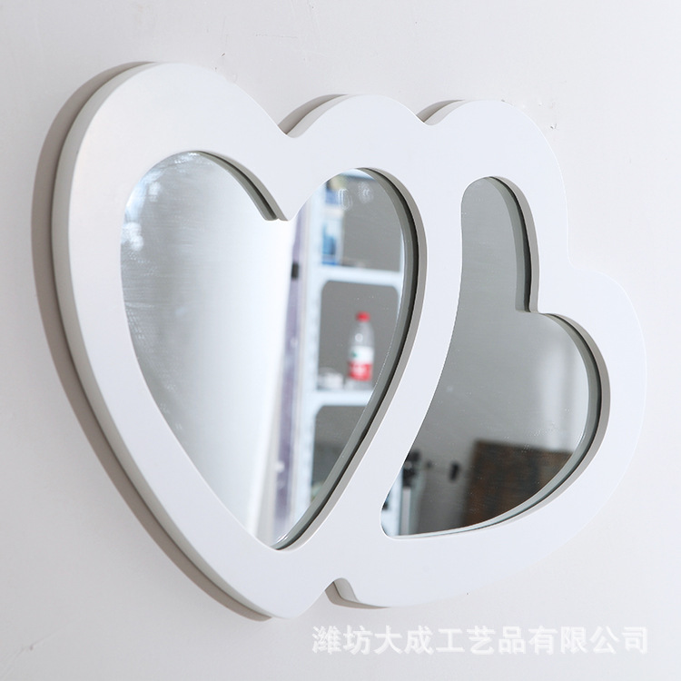 Wholesale creative double-heart mirrors support custom-made, wall-frame-decoration dual-heart mirrors