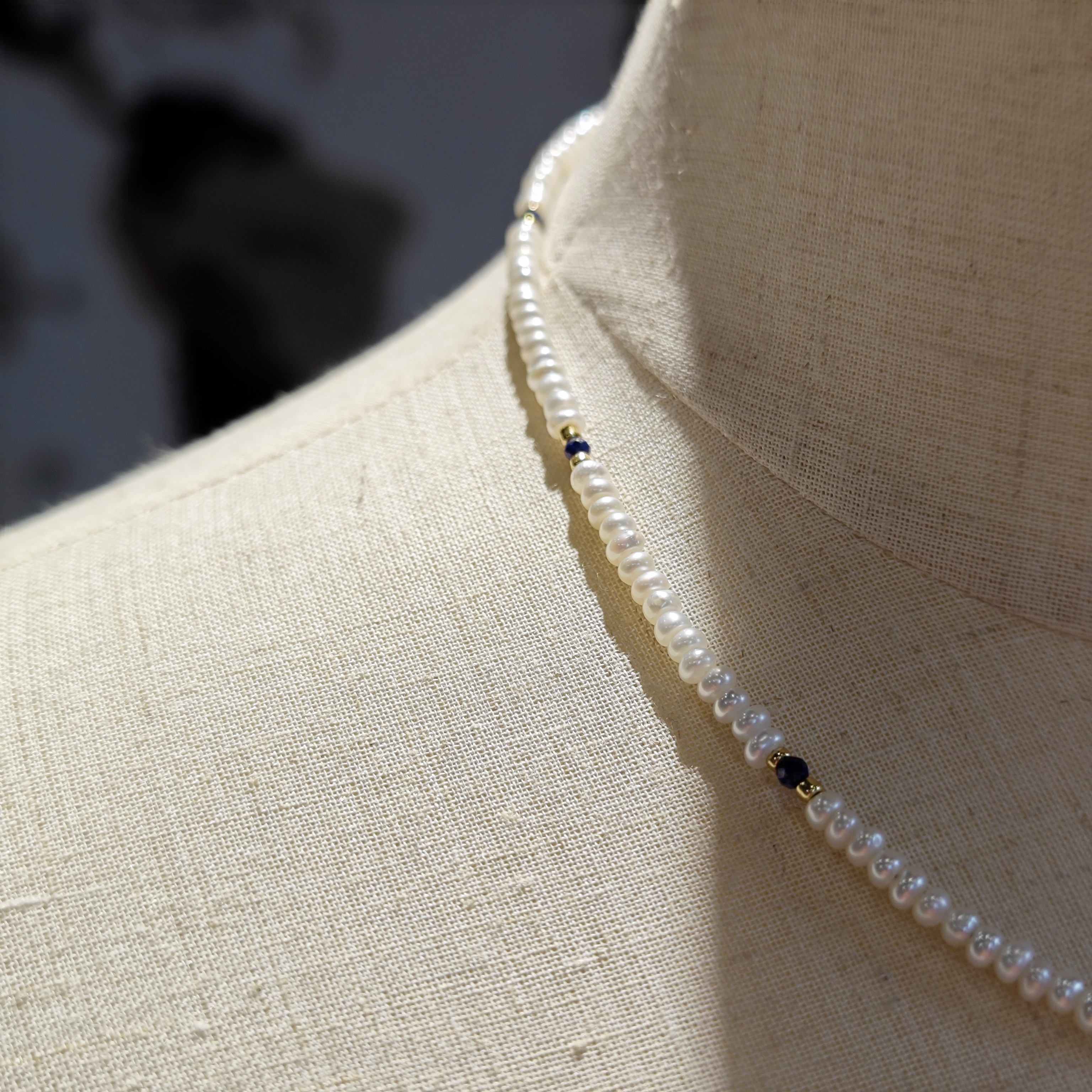Qing-ya-studio, the pearl necklace is about a chain, and the rice pearls design the sensory condensers.