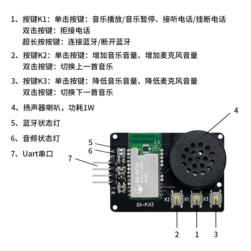 Bluetooth 5.2 audio receiver module serial communication transfer DIY vehicle-mounted acoustic panel BT35