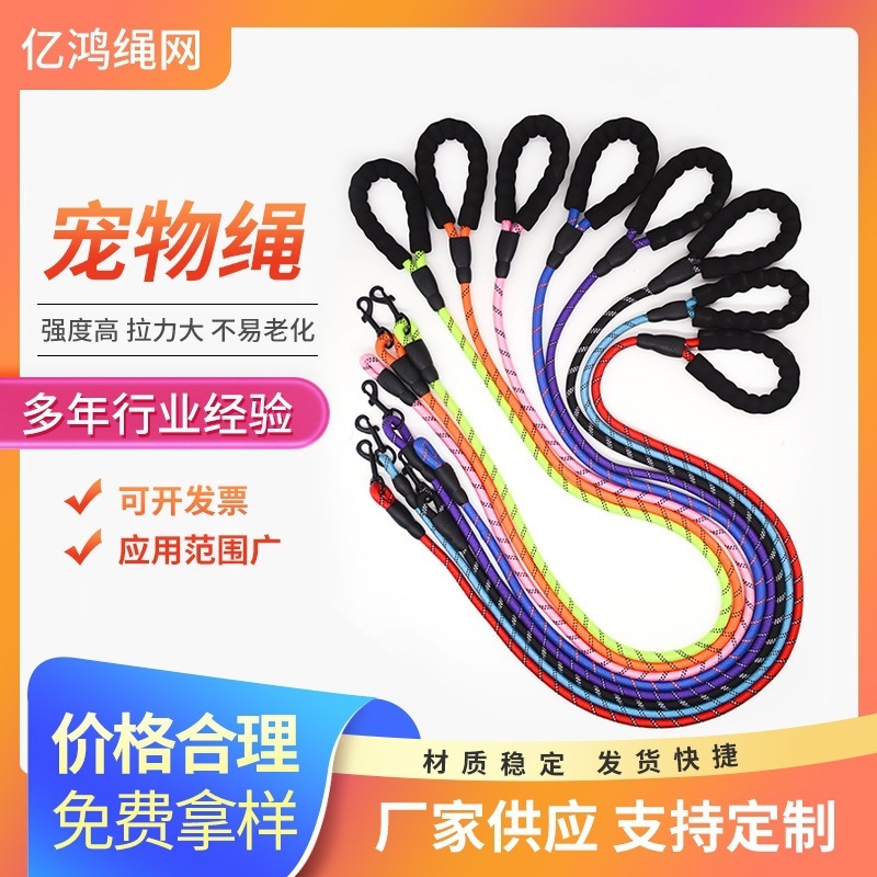 Cây có một con chó phản xạ nylon ngoài kia đang huấn luyện dây xích bão để đi trên dây thừng chó.