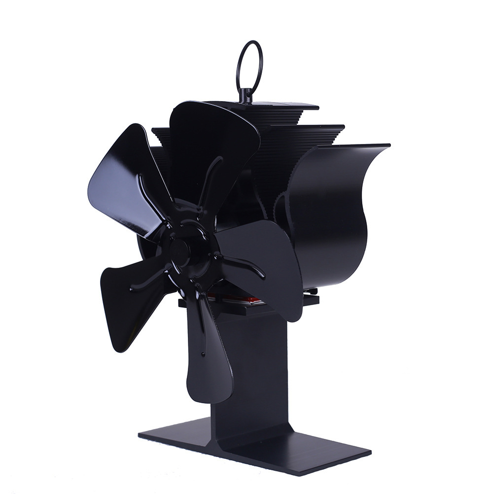 The patented 5-leaf fireplace fan, Mr. Aladdin Thermal Warming Fireplace