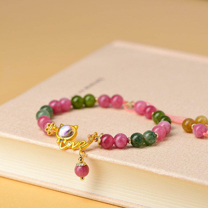 Wholesale natural crystal-colored marrow bracelets Love cat-coloured candy-colored fashion women's band