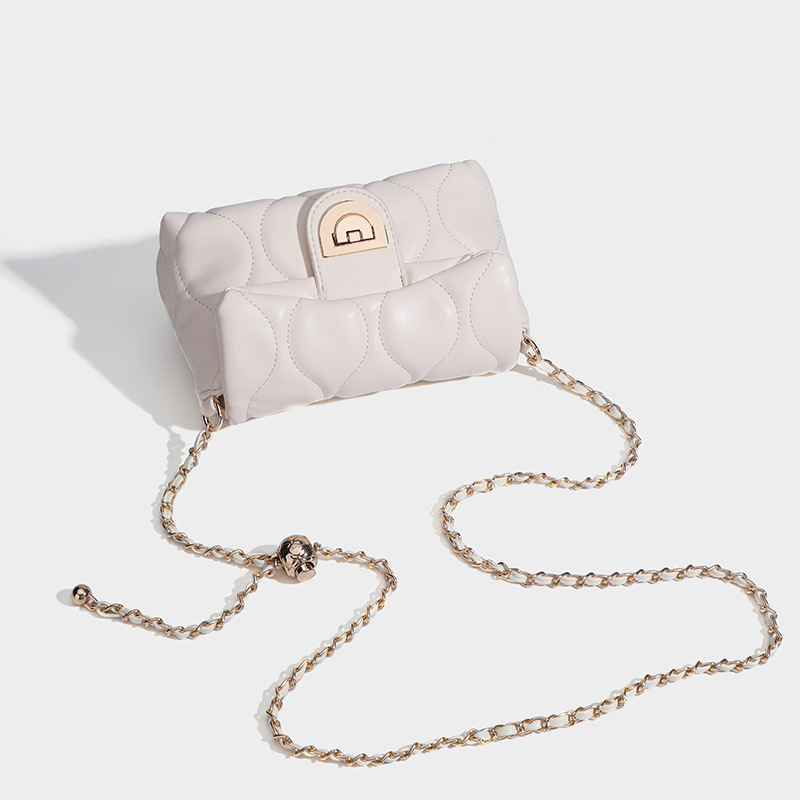 Fashion short, new female embroidery liner, small square bag, small gold chain, lower armpit.