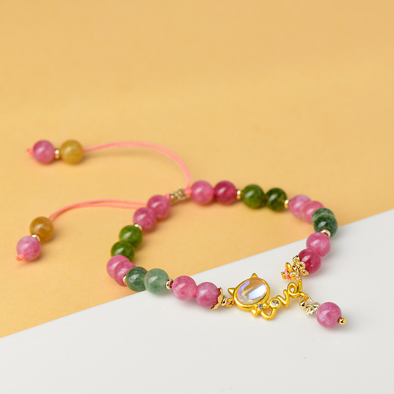 Wholesale natural crystal-colored marrow bracelets Love cat-coloured candy-colored fashion women's band