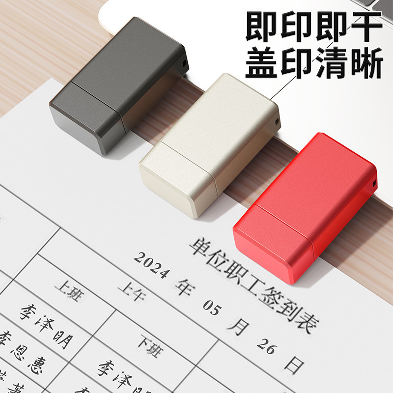 Hand-written signature stamp for metal alloy alloy.