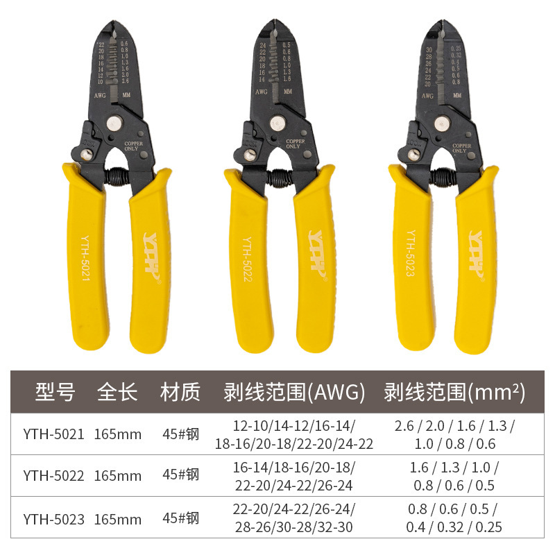 YTH-5021 5022 5023 Multi-purpose 6-inch utility electrician wires and cables to skin-stripping clamps