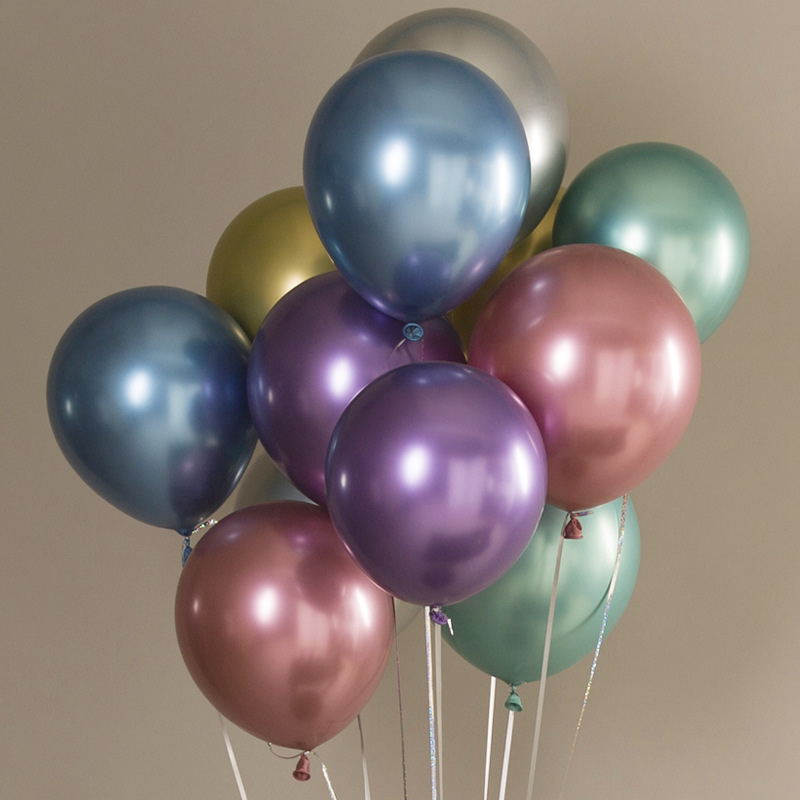 Wholesale, 10 inches, 12 inches thick, metal-coloured balloons, wedding party decorated chromium balloons.