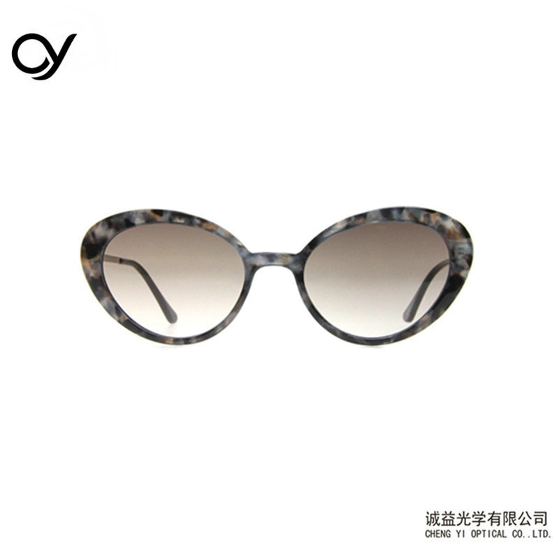 Cat-eyed sunglasses.