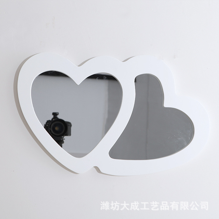 Wholesale creative double-heart mirrors support custom-made, wall-frame-decoration dual-heart mirrors