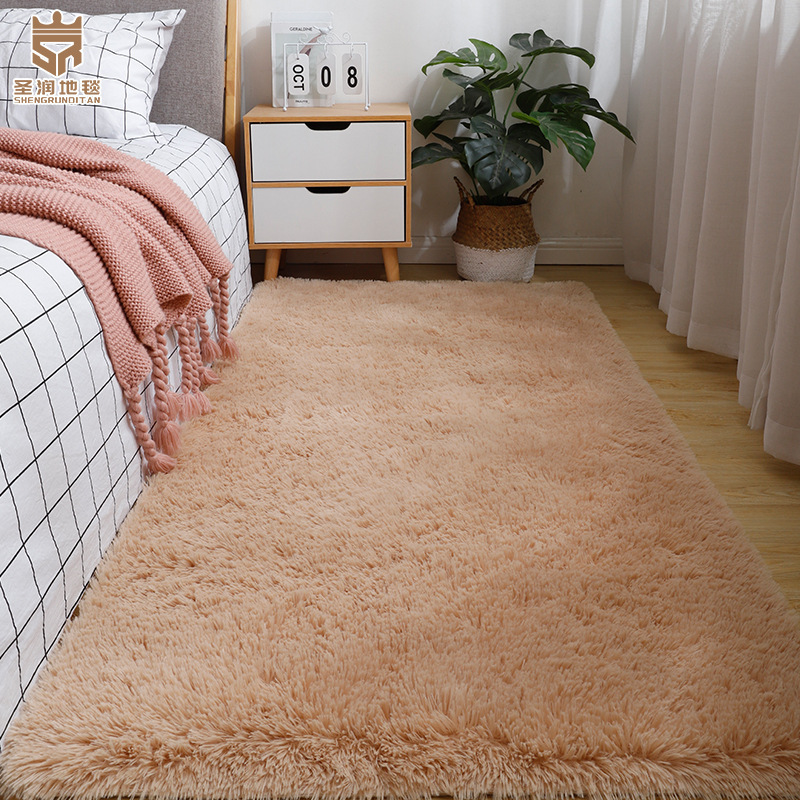 Cross-border cargo source pure filament bedside blanket girl Ins bedroom velvet carpet selk-proof living room carpet