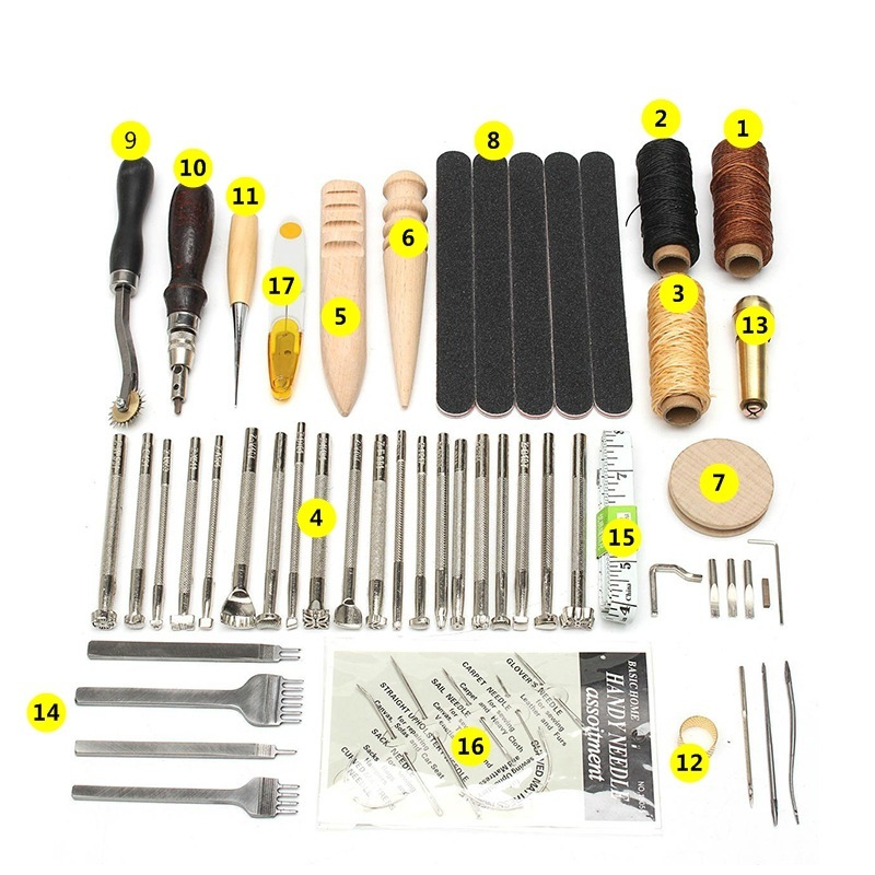 Wholesale, leather tool kits, 58 sets, handicrafts, DIY leatherers, 08 packs.