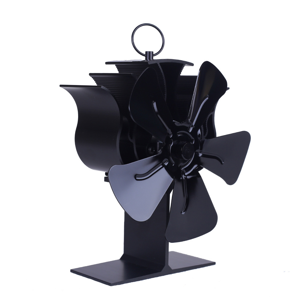 The patented 5-leaf fireplace fan, Mr. Aladdin Thermal Warming Fireplace