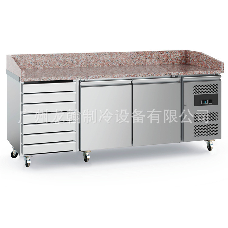 Tiệm làm lạnh thép không gỉ mở một món pizza salad để làm tủ trưng bày nước lạnh