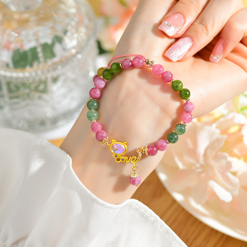 Wholesale natural crystal-colored marrow bracelets Love cat-coloured candy-colored fashion women's band