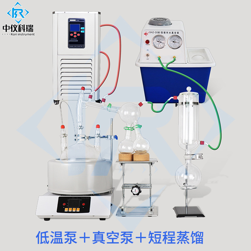 Short-range molecular distillation device, short-silver glass, separation liquid from distiller, highly pure concentrate extraction