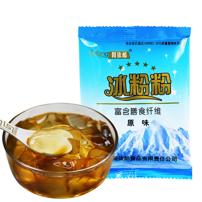 Ailang Sichuan Ice Powder, 100 túi nước trong suốt và bột, và sự phân phối thương mại của thạch-O.