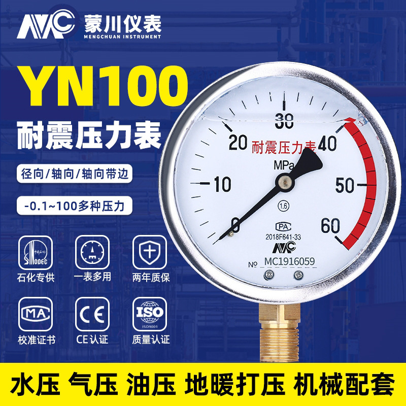 YN-100 Anti-shock pressure table, stainless steel, anti-shock surface pressure oil pressure table, 0-1.6mpa vacuum table