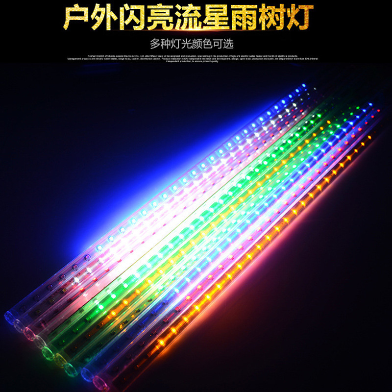 Solar meteor showers with led lights outside of the house, luminous star camping decorations