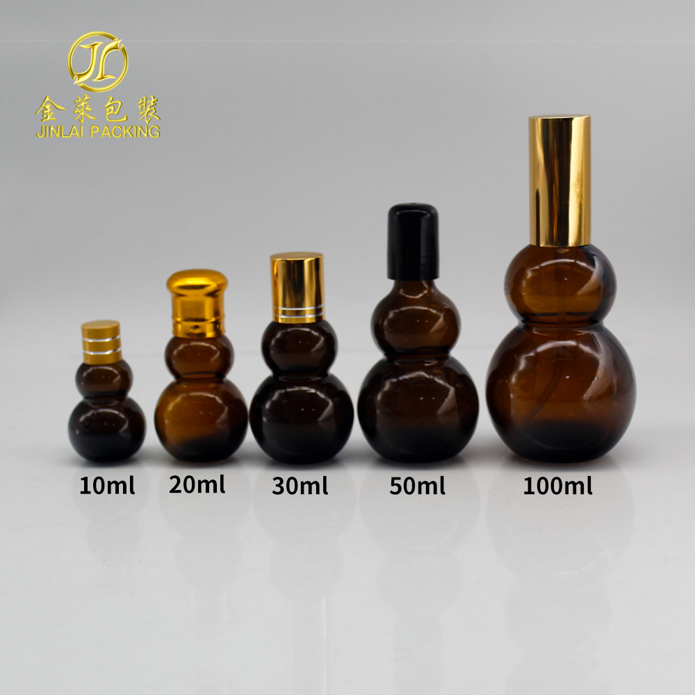 現貨10ml20ml30ml50ml100ml茶色雙葫蘆瓶 滾珠精油瓶 按摩油瓶子