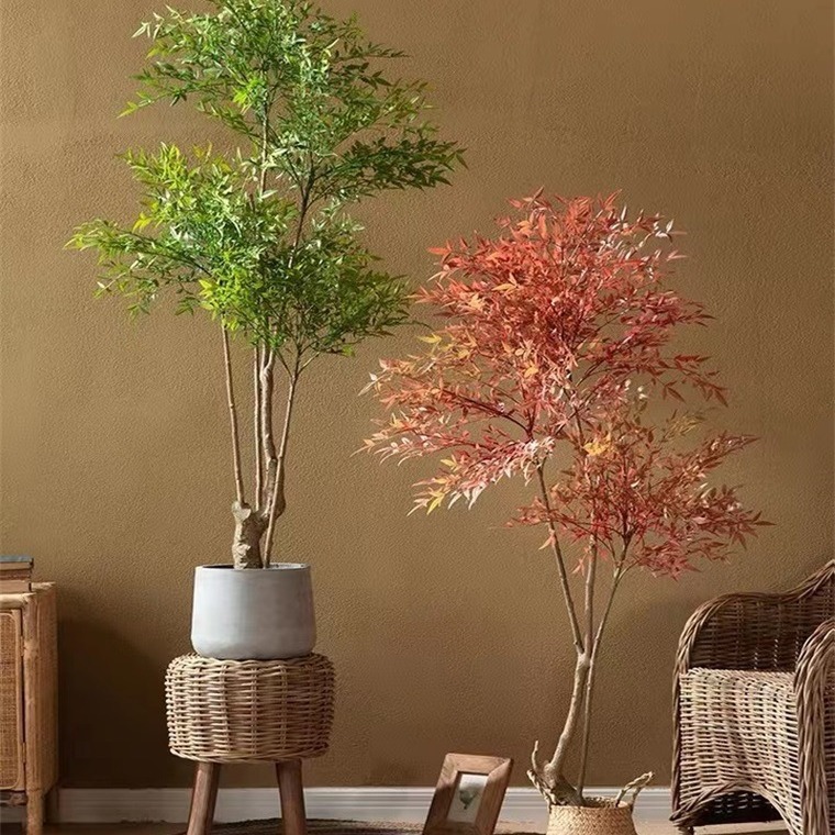 Một bộ trang trí cây giả ở khu vực trồng cây ở phía bắc châu Âu những chậu thực vật của phòng khách trồng cây xanh lá cây