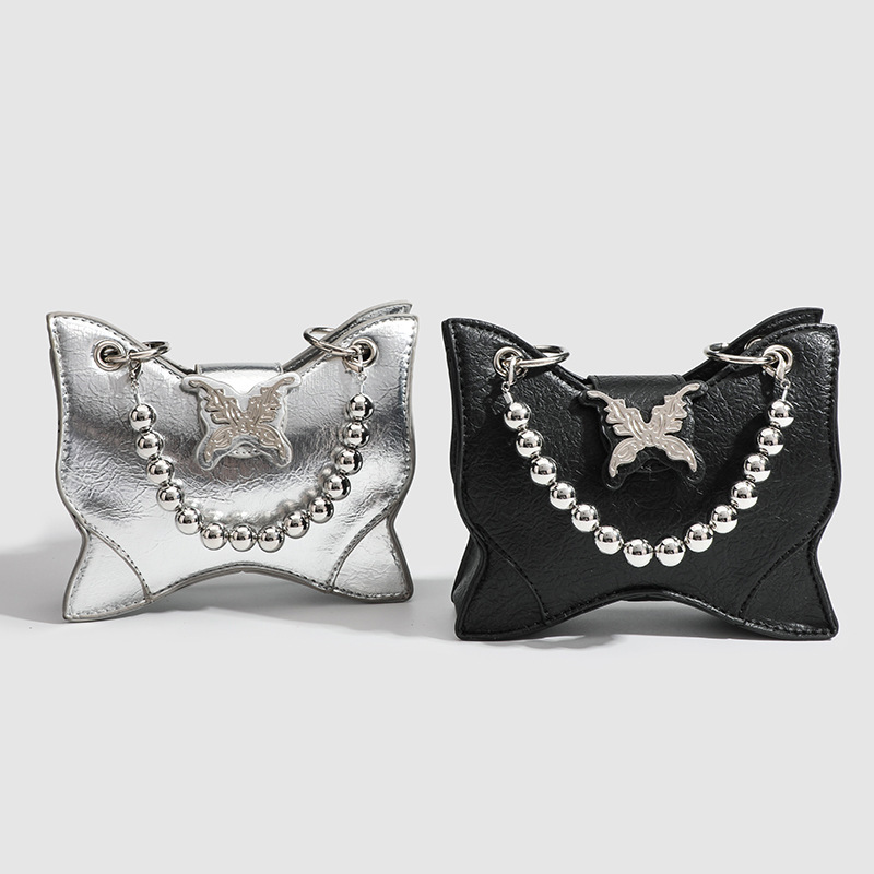 The original design of a new 2024, an advanced jubilee girl, Y2K butterflies, one-shoulder-slashed minibag.