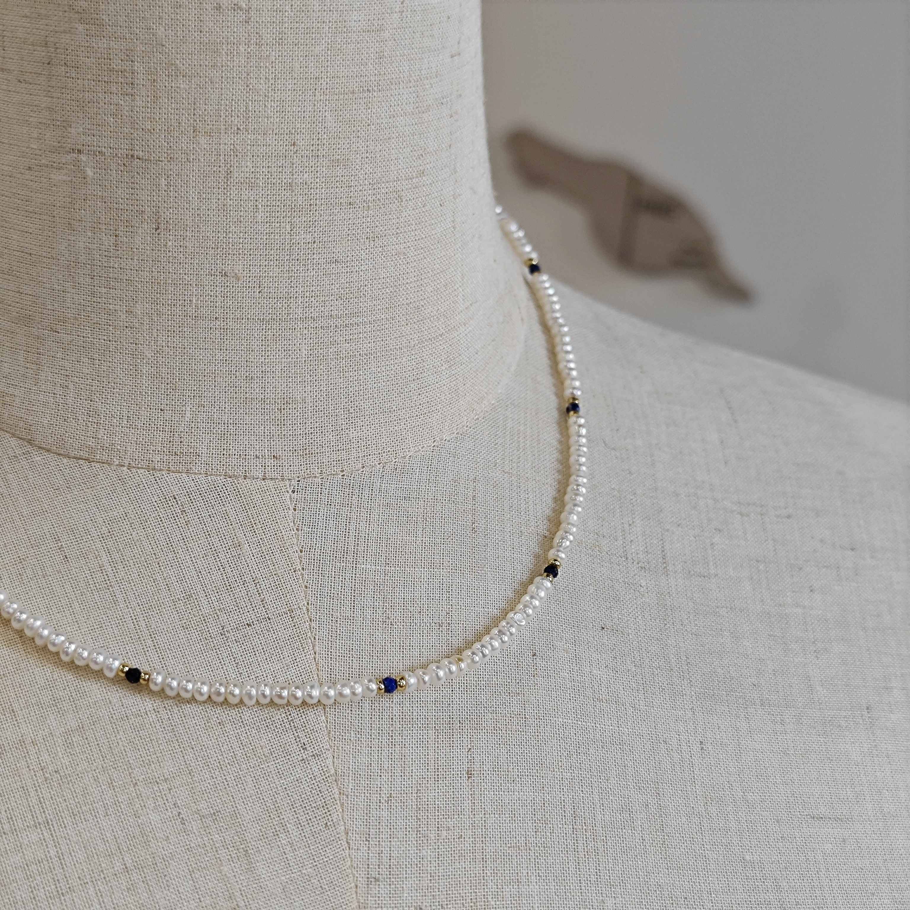 Qing-ya-studio, the pearl necklace is about a chain, and the rice pearls design the sensory condensers.