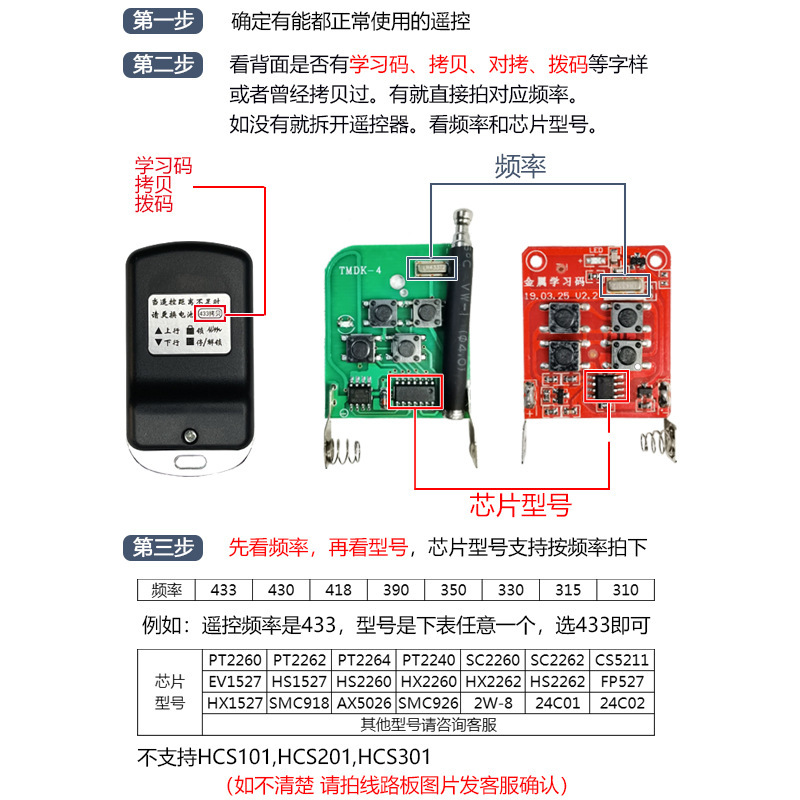 Export cross-border electric garage door, 433 frequency dial-in real metal dial-in remote-wire remote control