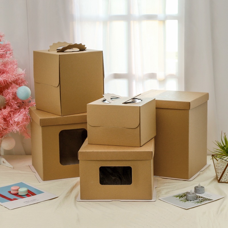 Six-eight-eight-ten-ten-thirty-one birthday cake boxes with no print paper doubles and high handmade cake wrapper boxes.