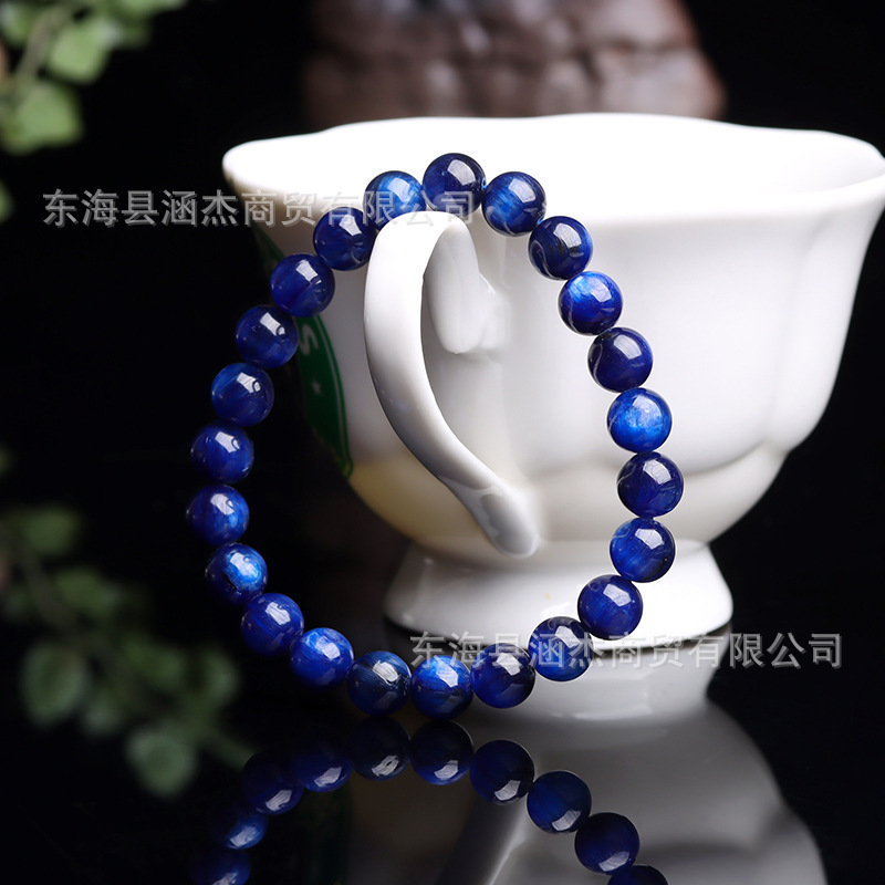 Wholesale of natural crystal blue crystal rock, single circle of beads, blue-flush crystal bracelets.