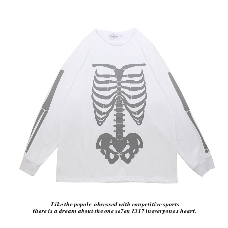 2023 High Street, hip-hop Overseasize dead bones, long-sleeve T-shirt men and women.