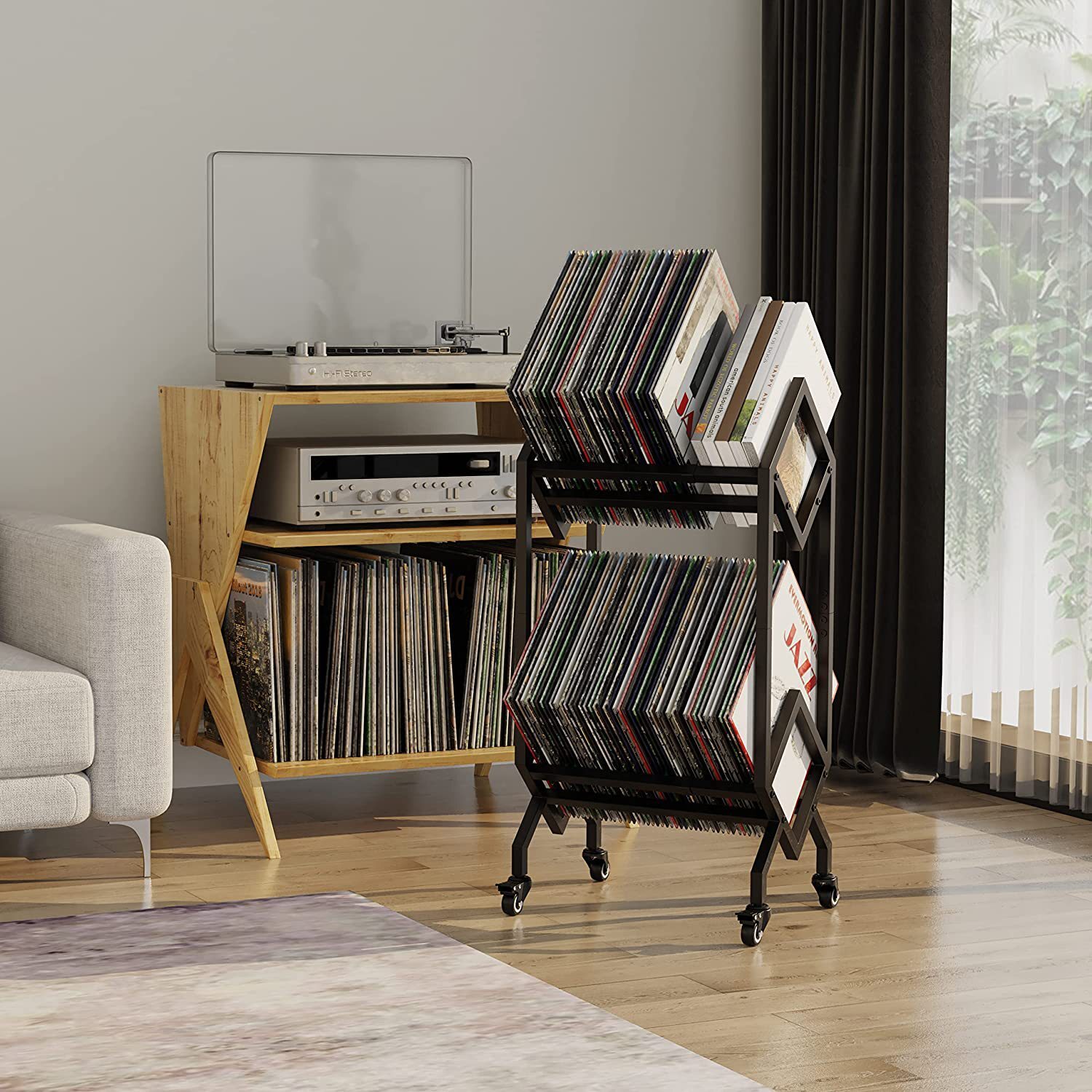 Processing custom-made living room small record shelf library, multi-layered collection of iron and wood and Amazon across the border