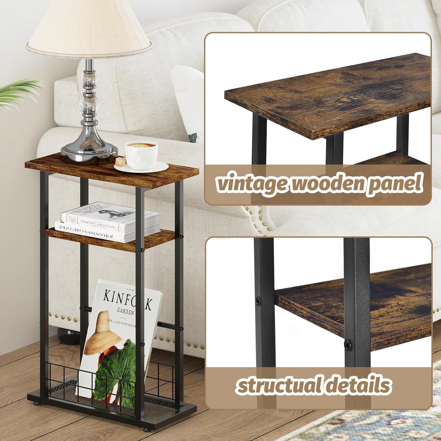 Processing of multi-purpose nightstands for bedside cabinets with small items at tables on the edge of the living room couch