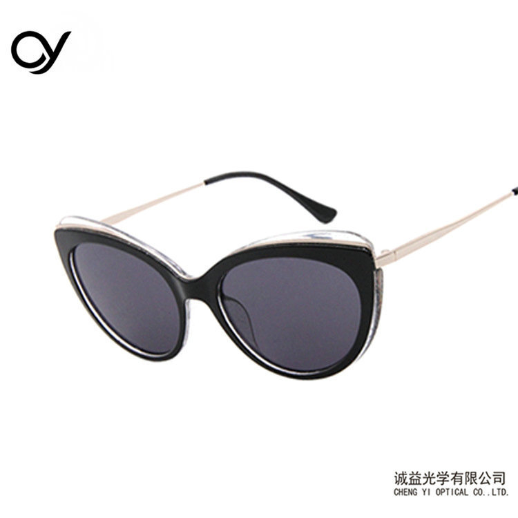 Cat-eyed sunglasses.