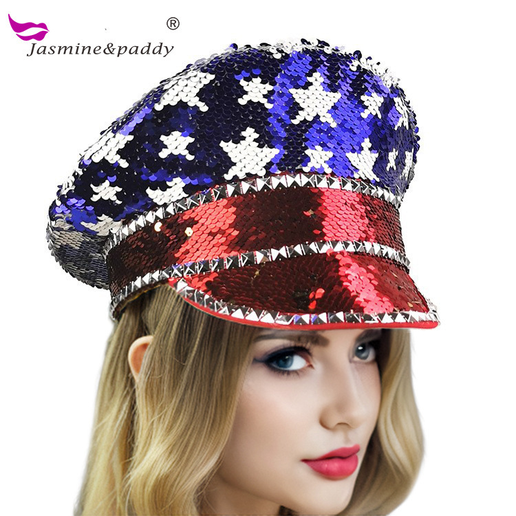 The party's the highlight of the American flag hat.