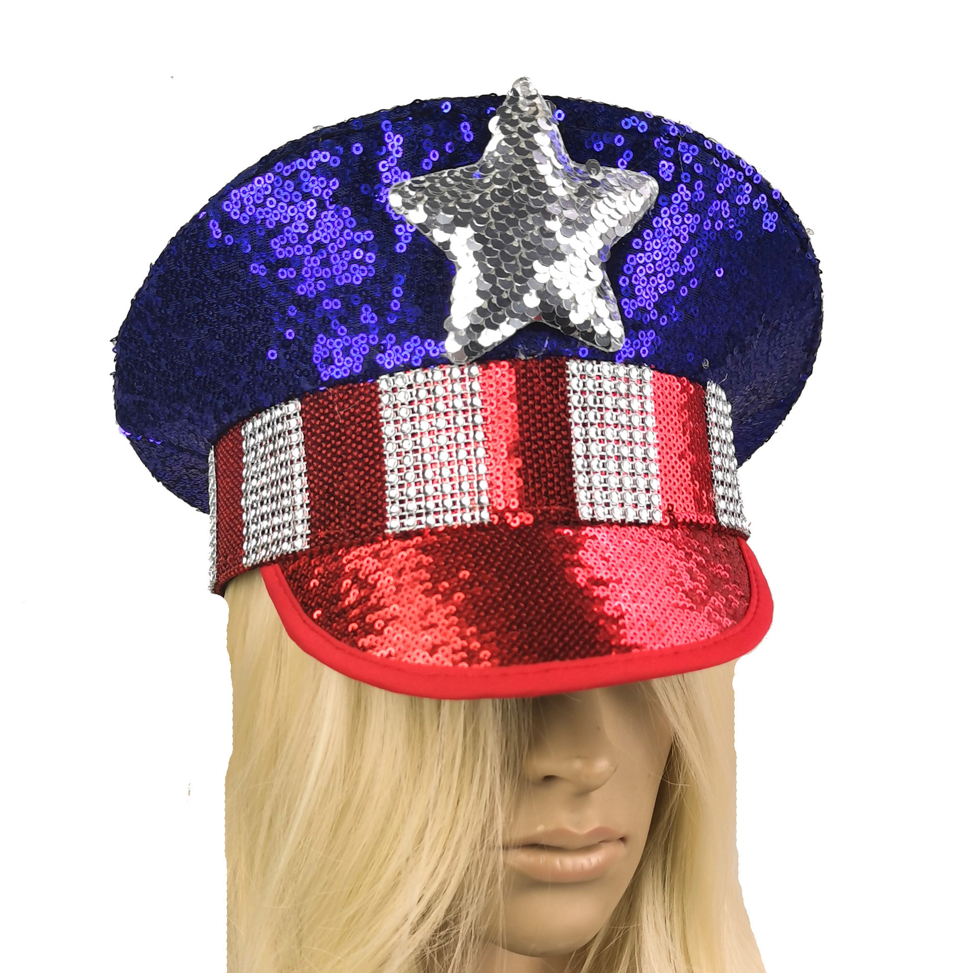 The party's the highlight of the American flag hat.