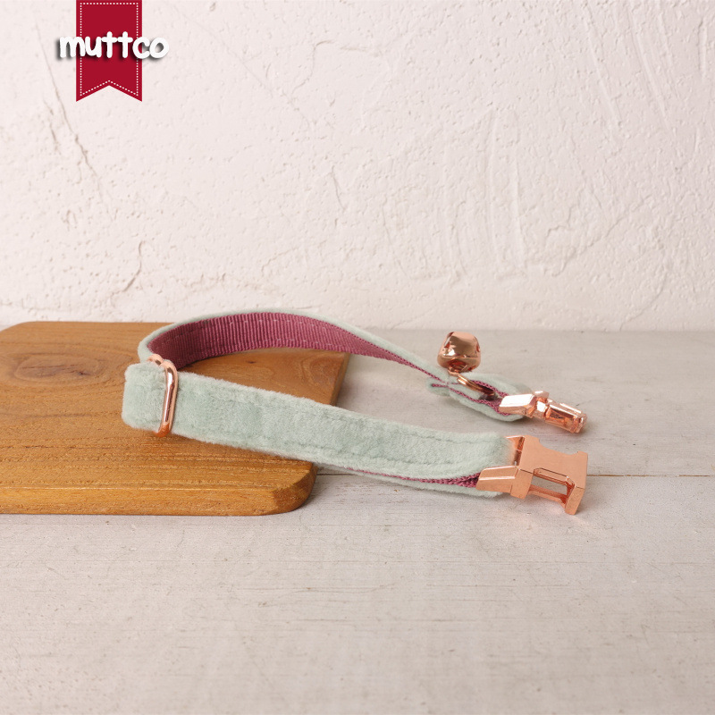 MUTTCO sells velvet cat collars, fashion pet cat supplies, rose gold buttons, UCC-109M