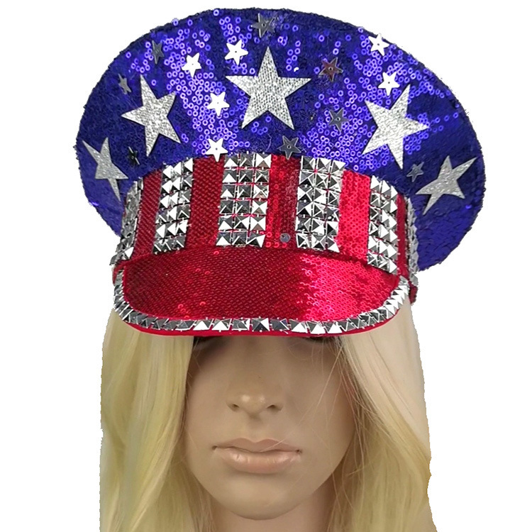 The party's the highlight of the American flag hat.